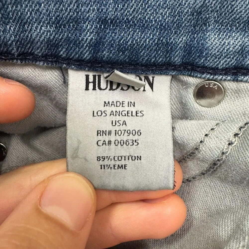 Hudson Low Rise Skinny Denim Jeans Womens 24 Blue Paint Splatter Stretch Casual